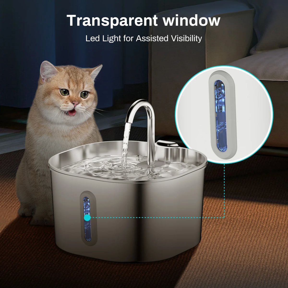 2.2L Stainless Steel Pet Water Fountain — Ultra-Quiet Auto-Circulating