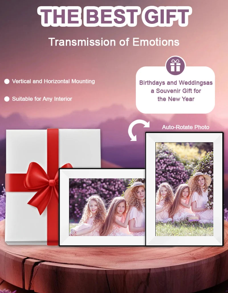10.1-Inch WiFi Smart Digital Photo Frame — Touchscreen, 32GB, Cloud Sharing