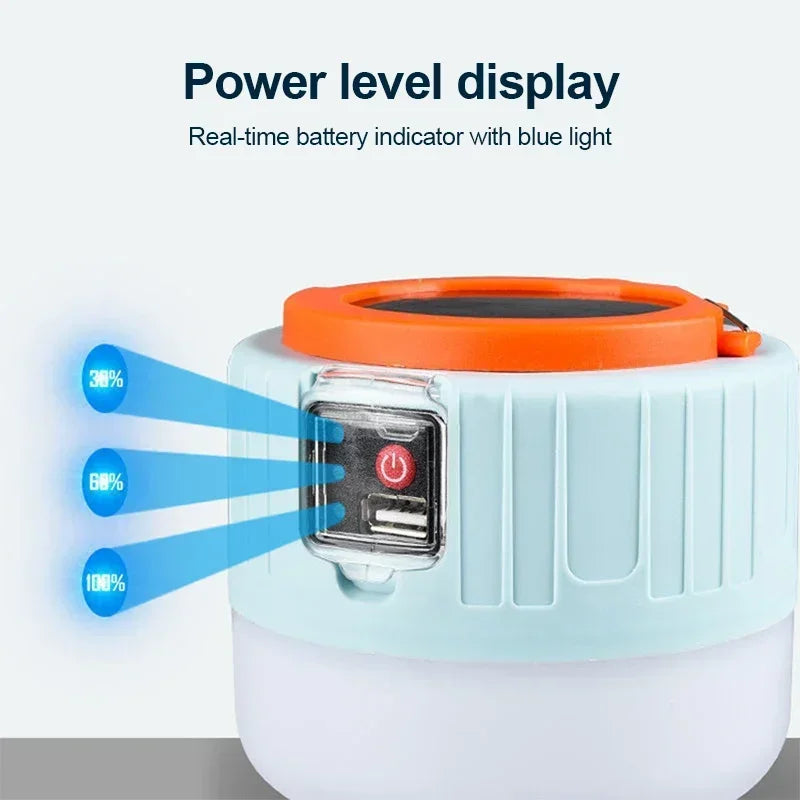 Solar Rechargeable Camping Lantern — 3 Modes, IPX6, Remote, SOS