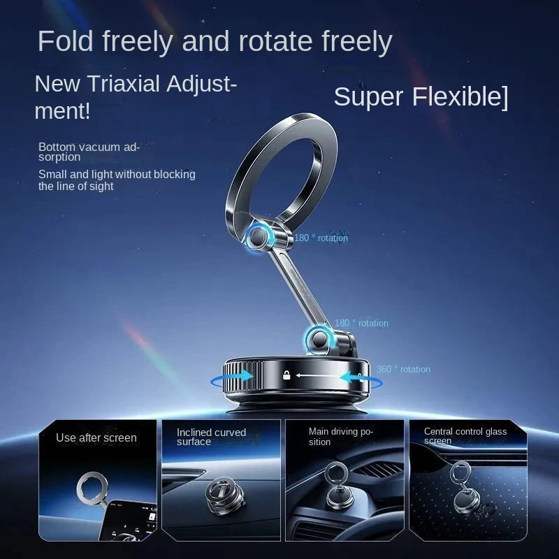 360° Vacuum Magnetic Car Phone Mount — Dashboard & Windshield Holder