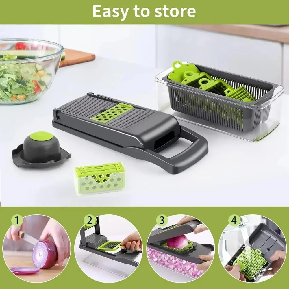 16-in-1 Vegetable Chopper — Multifunction Slicer, Dicer & Grater