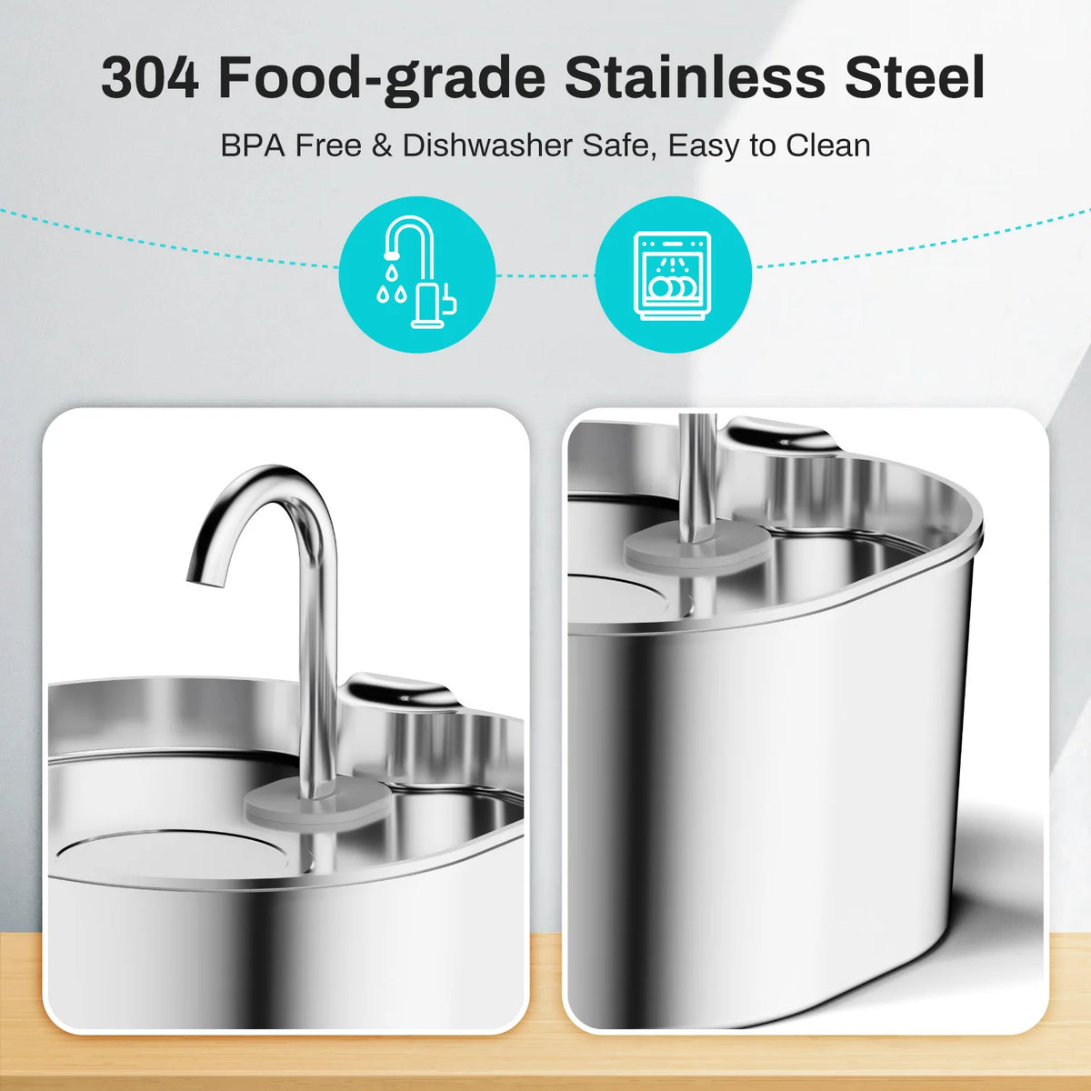 2.2L Stainless Steel Pet Water Fountain — Ultra-Quiet Auto-Circulating