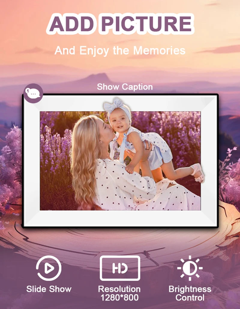 10.1-Inch WiFi Smart Digital Photo Frame — Touchscreen, 32GB, Cloud Sharing