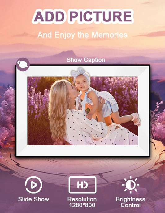10.1-Inch WiFi Smart Digital Photo Frame — Touchscreen, 32GB, Cloud Sharing