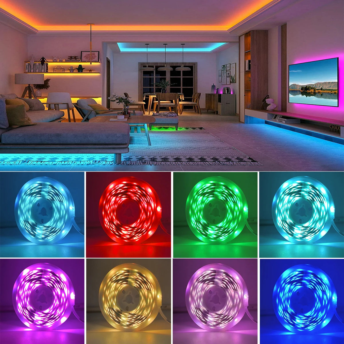 RGB LED Strip Lights — App Control, Music Sync