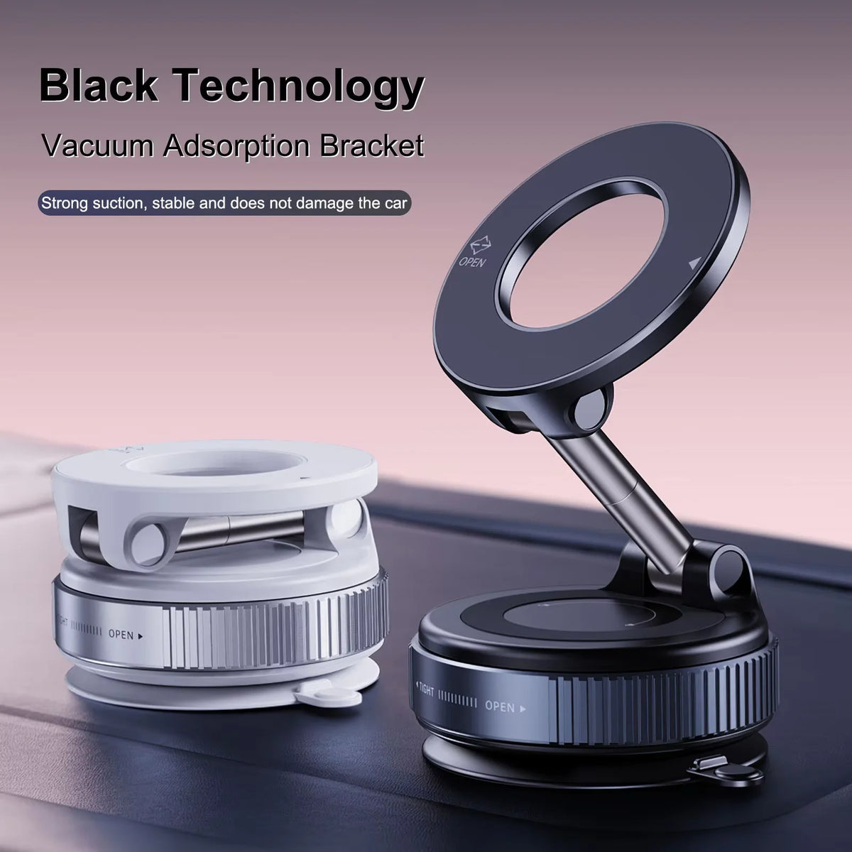 360° Vacuum Magnetic Car Phone Mount — Dashboard & Windshield Holder