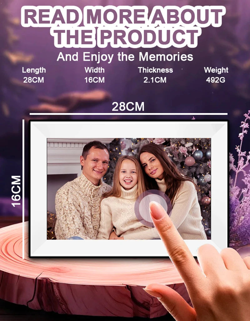 10.1-Inch WiFi Smart Digital Photo Frame — Touchscreen, 32GB, Cloud Sharing