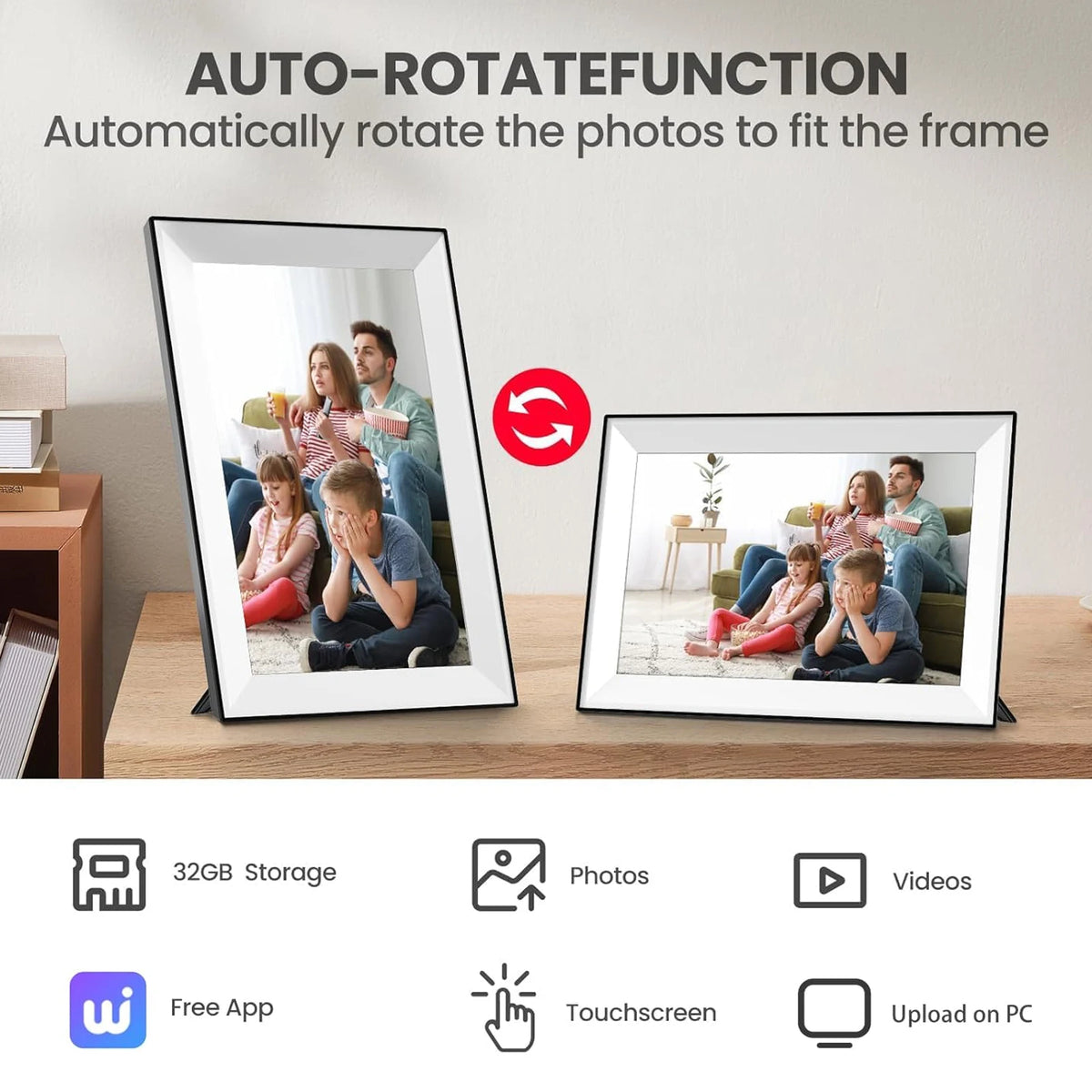 10.1-Inch WiFi Smart Digital Photo Frame — Touchscreen, 32GB, Cloud Sharing
