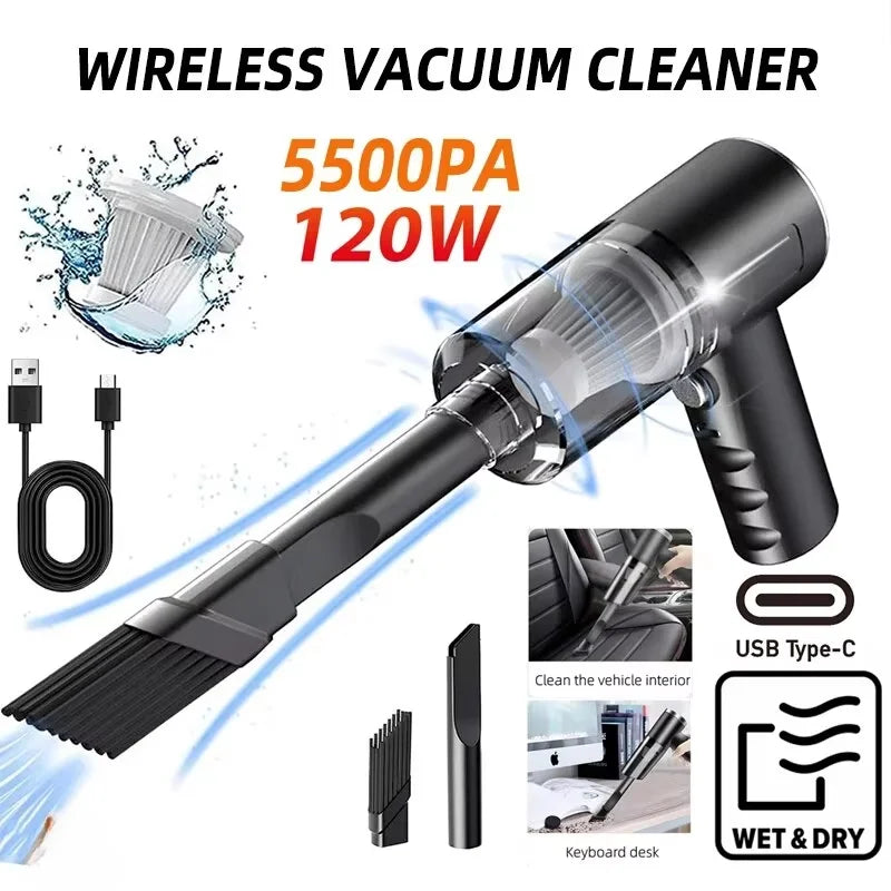 Mini Cordless Handheld Vacuum — 120W, Home & Car